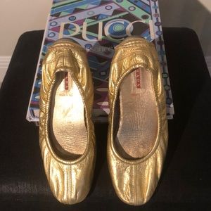 Vintage Prada Gold Leather slippers